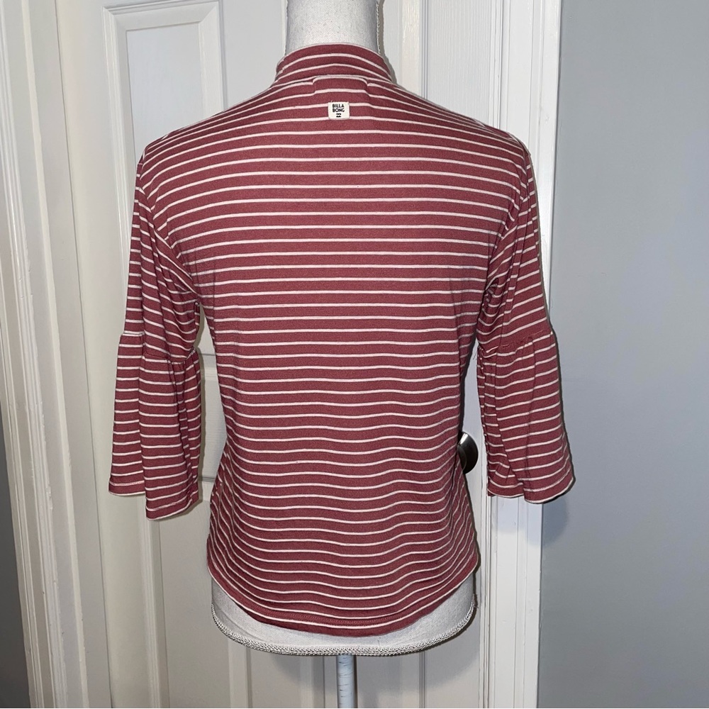 Billabong Striped Flutter Sleeve Mock Neck Tee - Picture 8 of 16